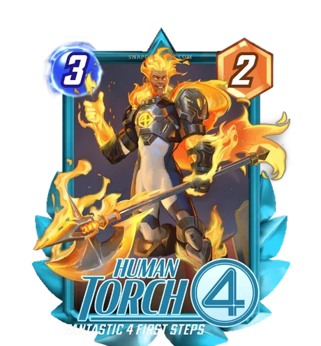 Human Torch First Steps Champion Grand Arena card art - Marvel Snap