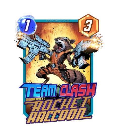 Rocket Raccoon (Guardians of the Galaxy) Team Clash card art - Marvel Snap